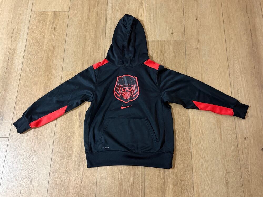 Nike boys large 12-13 black and red pullover hoodie